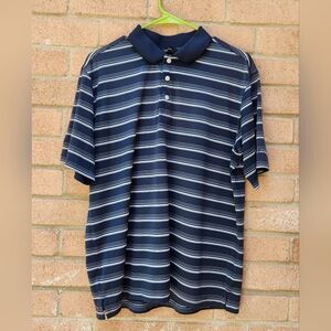 Walter Hagen Medium Golf Polo Striped Blue Short Sleeve Shirt
